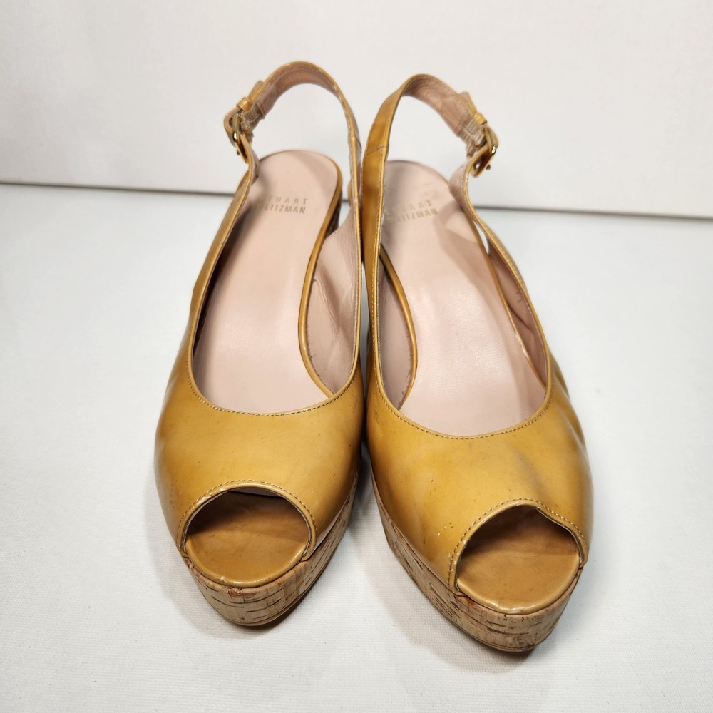 Vintage‎ Stuart Weitzman Shoes Womens Size 9M Yellow Patent Wedge Heels Platform - Picture 2 of 9